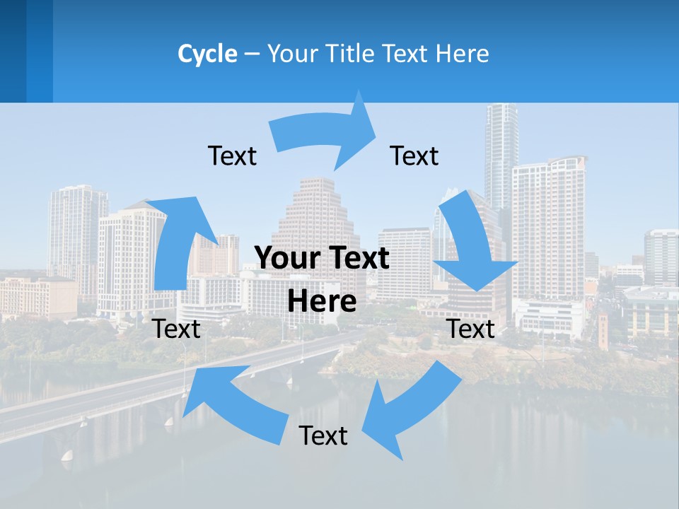 A City Skyline With A Bridge Over A River PowerPoint Template