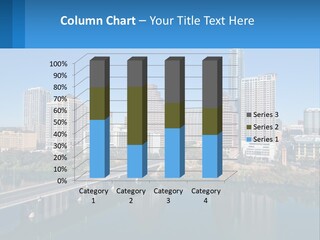 A City Skyline With A Bridge Over A River PowerPoint Template