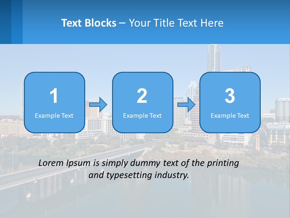 A City Skyline With A Bridge Over A River PowerPoint Template