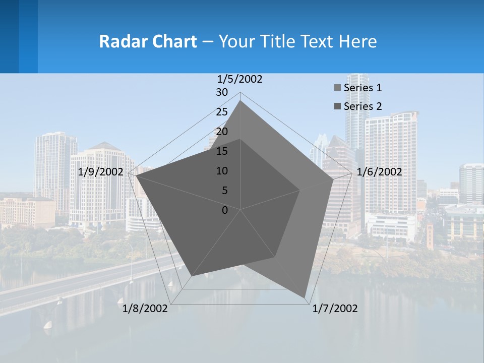 A City Skyline With A Bridge Over A River PowerPoint Template