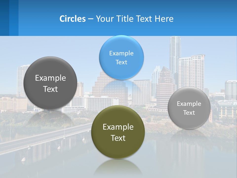 A City Skyline With A Bridge Over A River PowerPoint Template