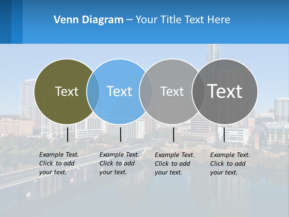 A City Skyline With A Bridge Over A River PowerPoint Template