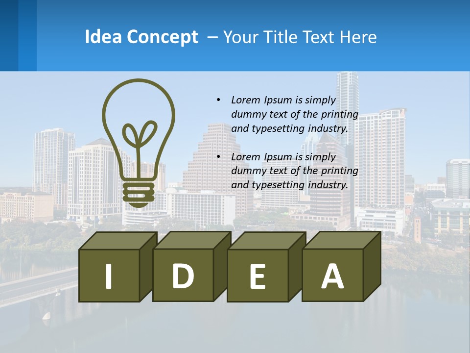 A City Skyline With A Bridge Over A River PowerPoint Template