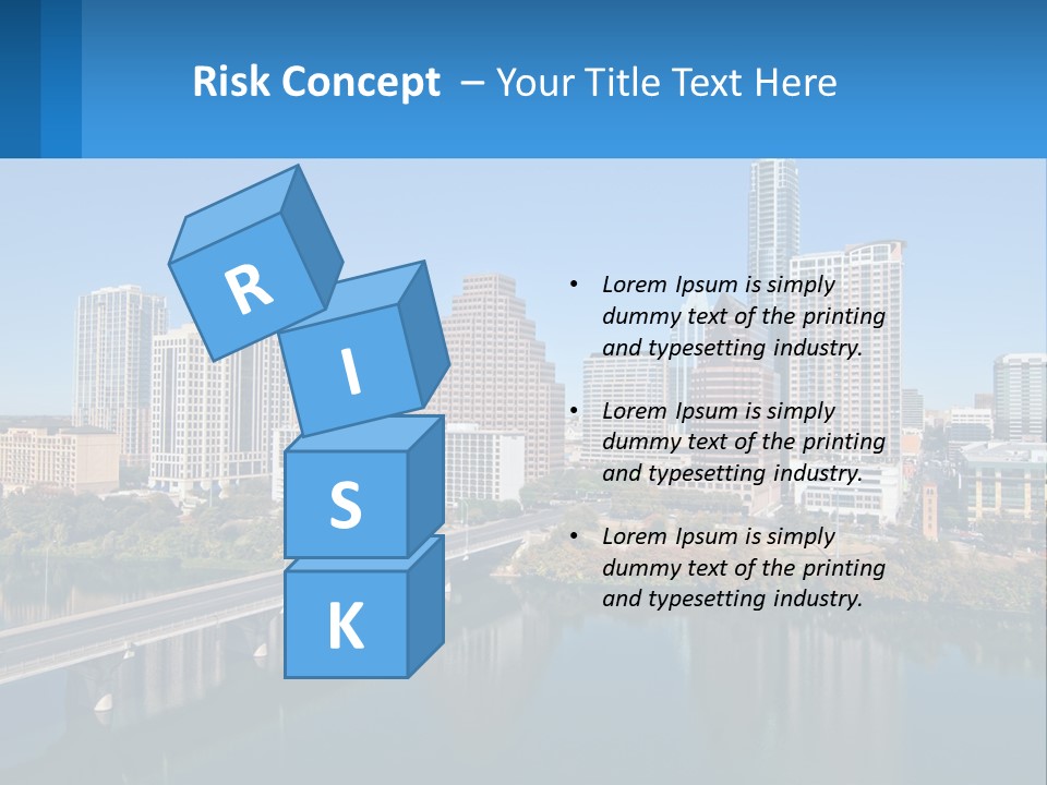 A City Skyline With A Bridge Over A River PowerPoint Template