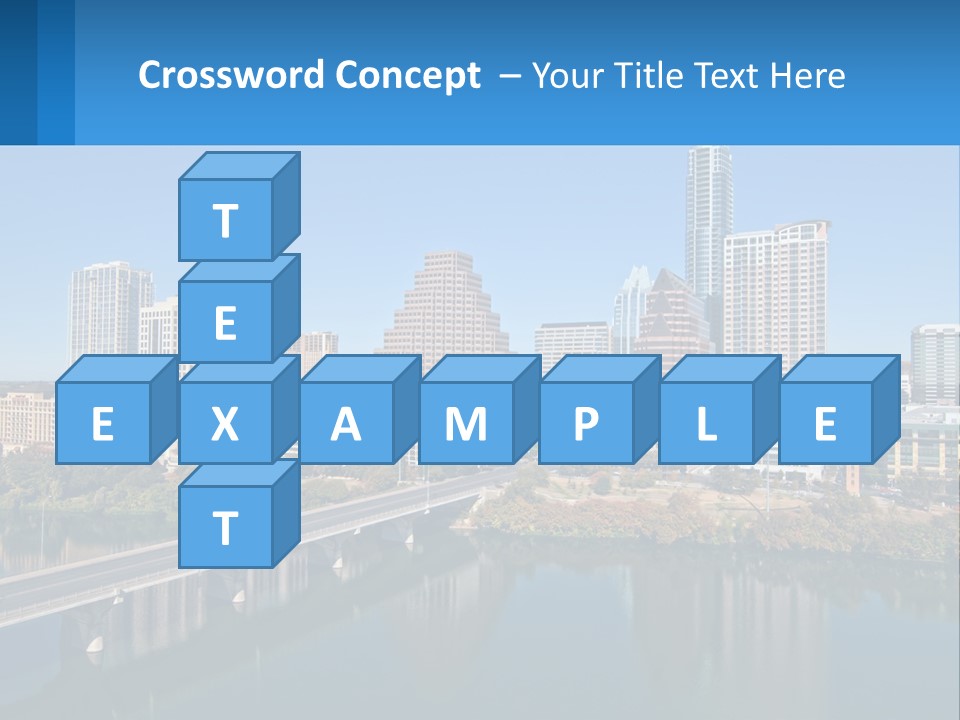 A City Skyline With A Bridge Over A River PowerPoint Template