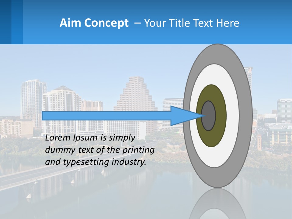 A City Skyline With A Bridge Over A River PowerPoint Template