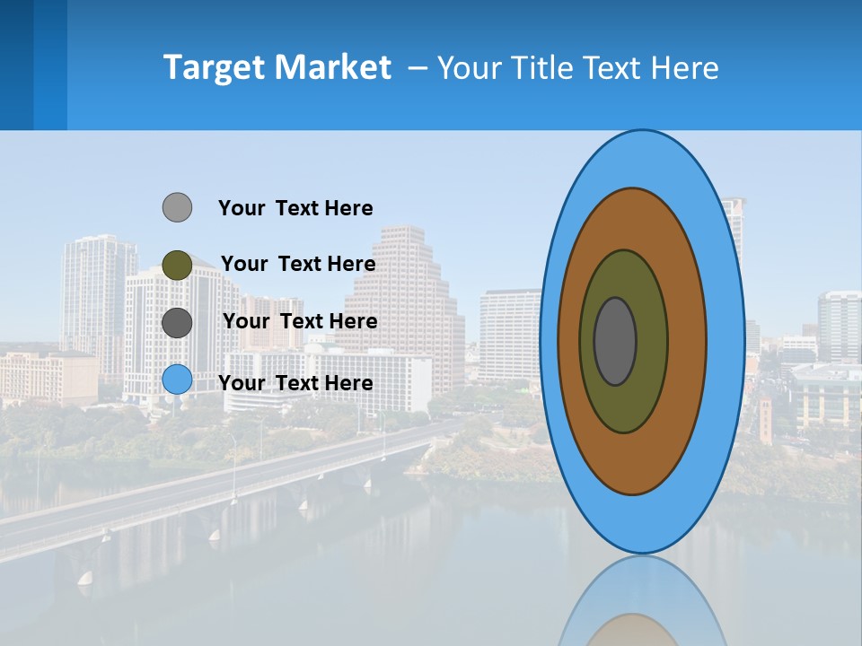 A City Skyline With A Bridge Over A River PowerPoint Template