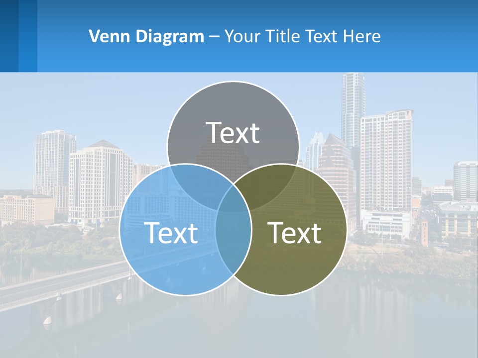 A City Skyline With A Bridge Over A River PowerPoint Template