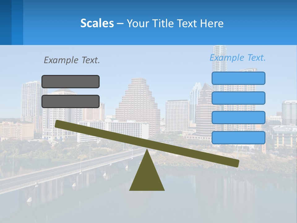 A City Skyline With A Bridge Over A River PowerPoint Template