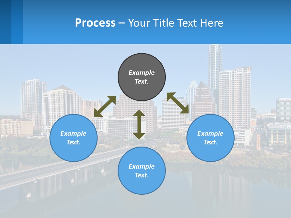 A City Skyline With A Bridge Over A River PowerPoint Template