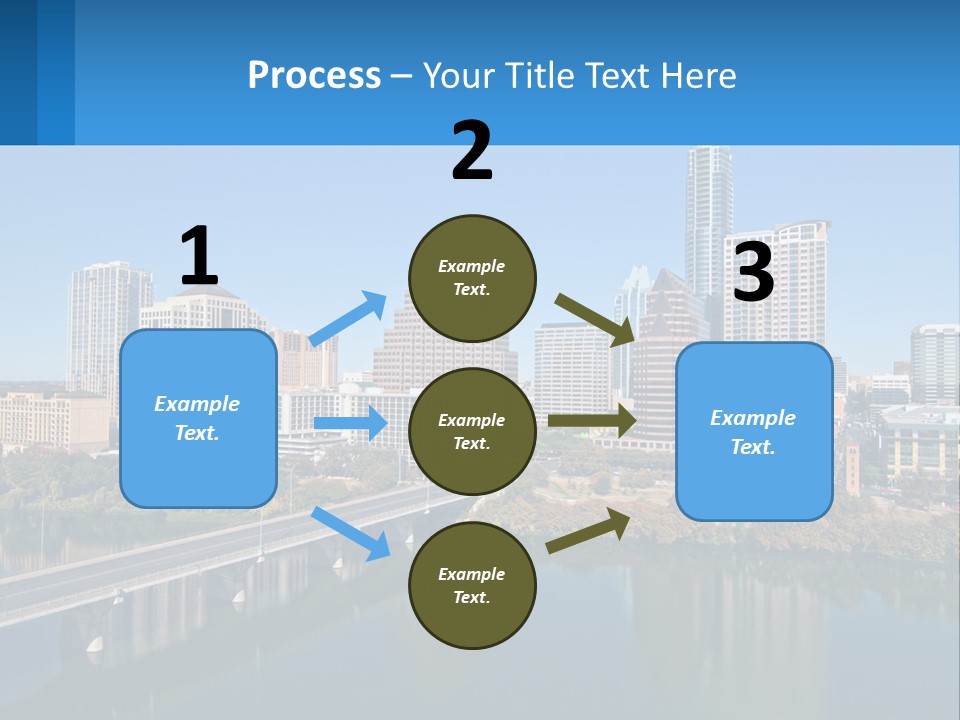 A City Skyline With A Bridge Over A River PowerPoint Template