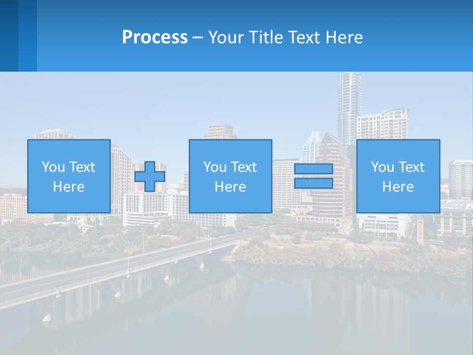 A City Skyline With A Bridge Over A River PowerPoint Template