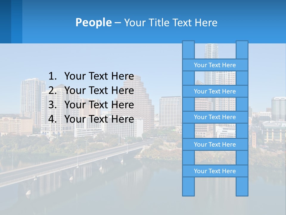 A City Skyline With A Bridge Over A River PowerPoint Template