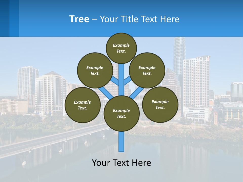 A City Skyline With A Bridge Over A River PowerPoint Template