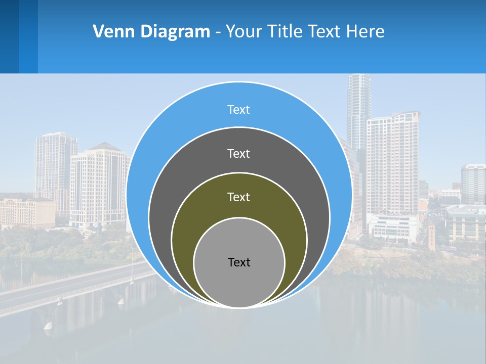 A City Skyline With A Bridge Over A River PowerPoint Template