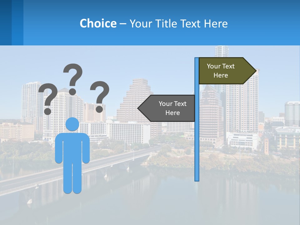 A City Skyline With A Bridge Over A River PowerPoint Template