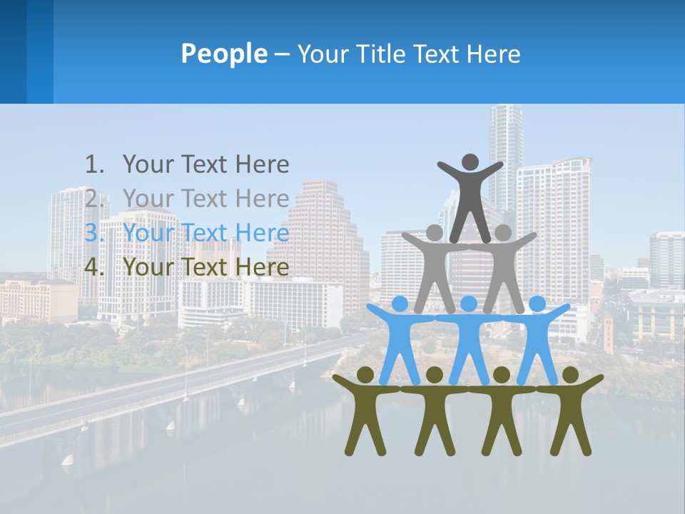 A City Skyline With A Bridge Over A River PowerPoint Template