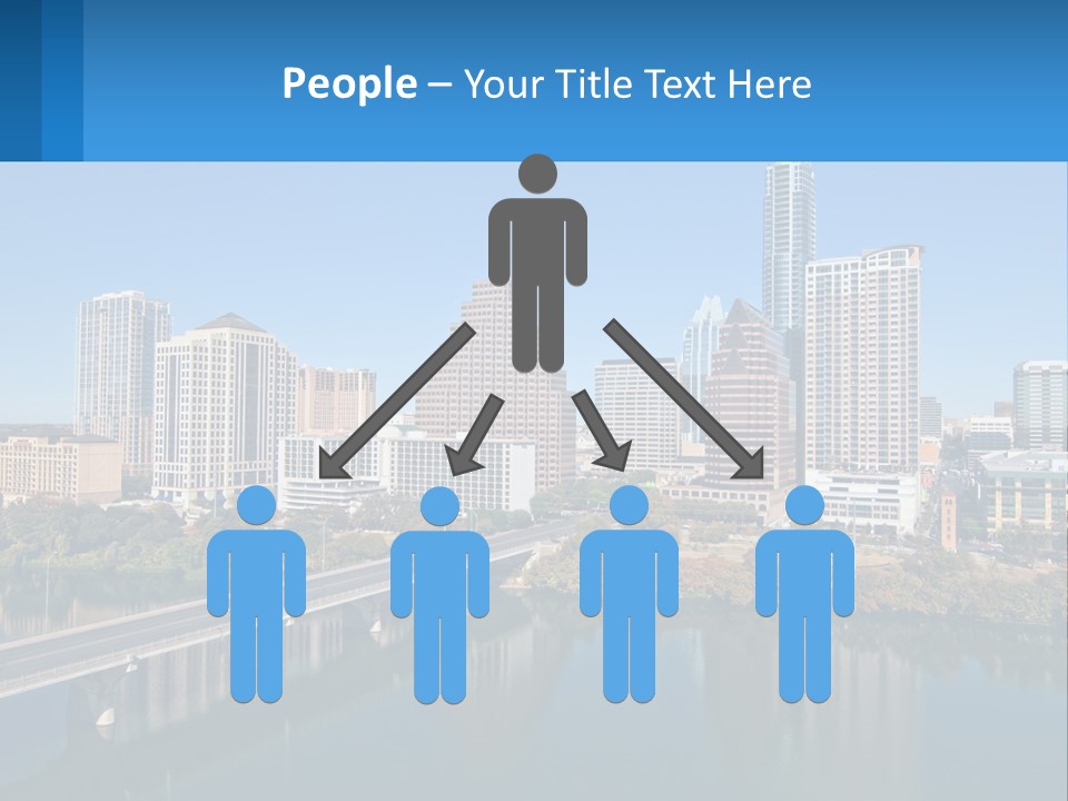 A City Skyline With A Bridge Over A River PowerPoint Template