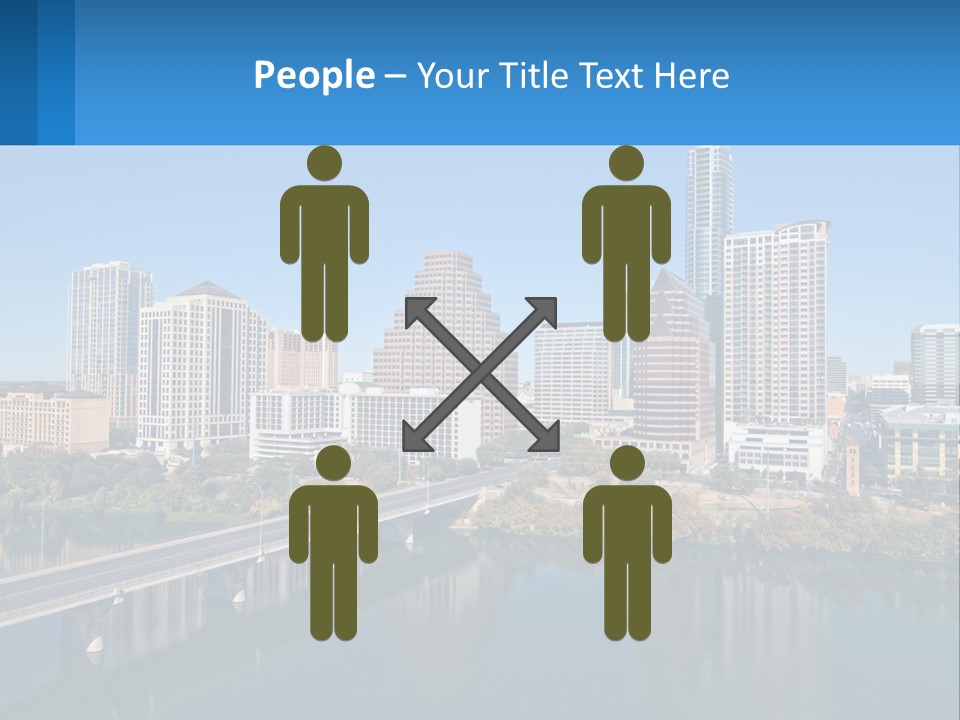 A City Skyline With A Bridge Over A River PowerPoint Template