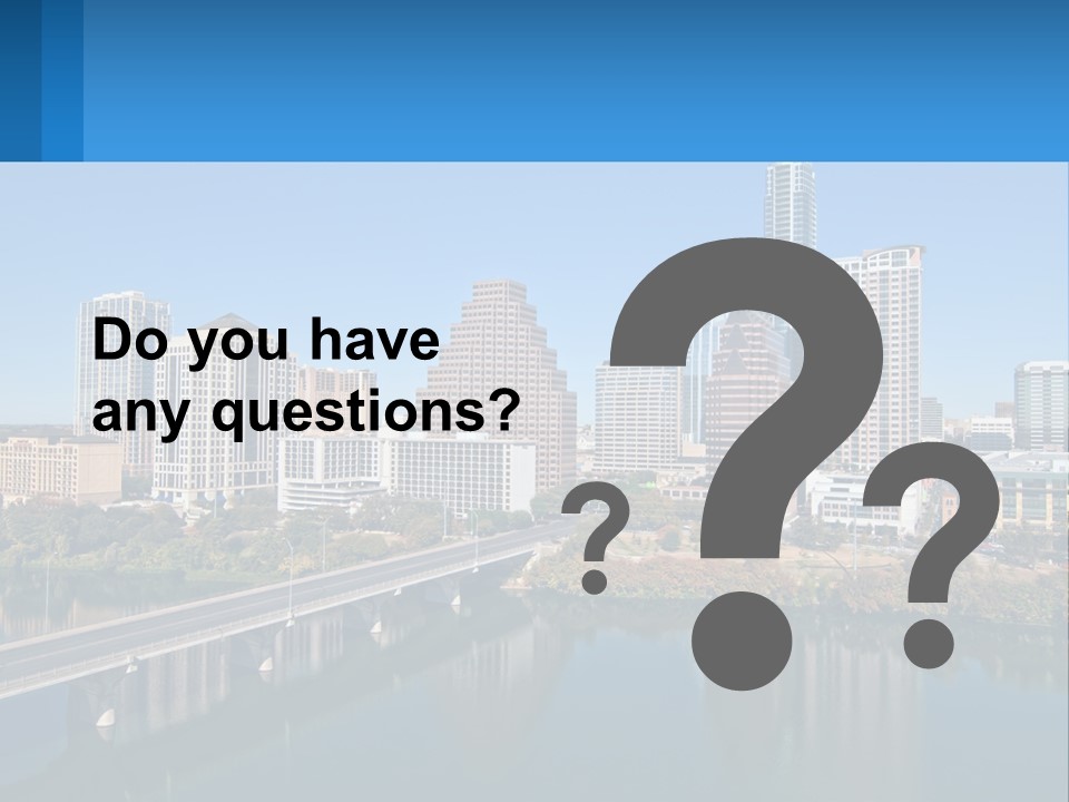 A City Skyline With A Bridge Over A River PowerPoint Template