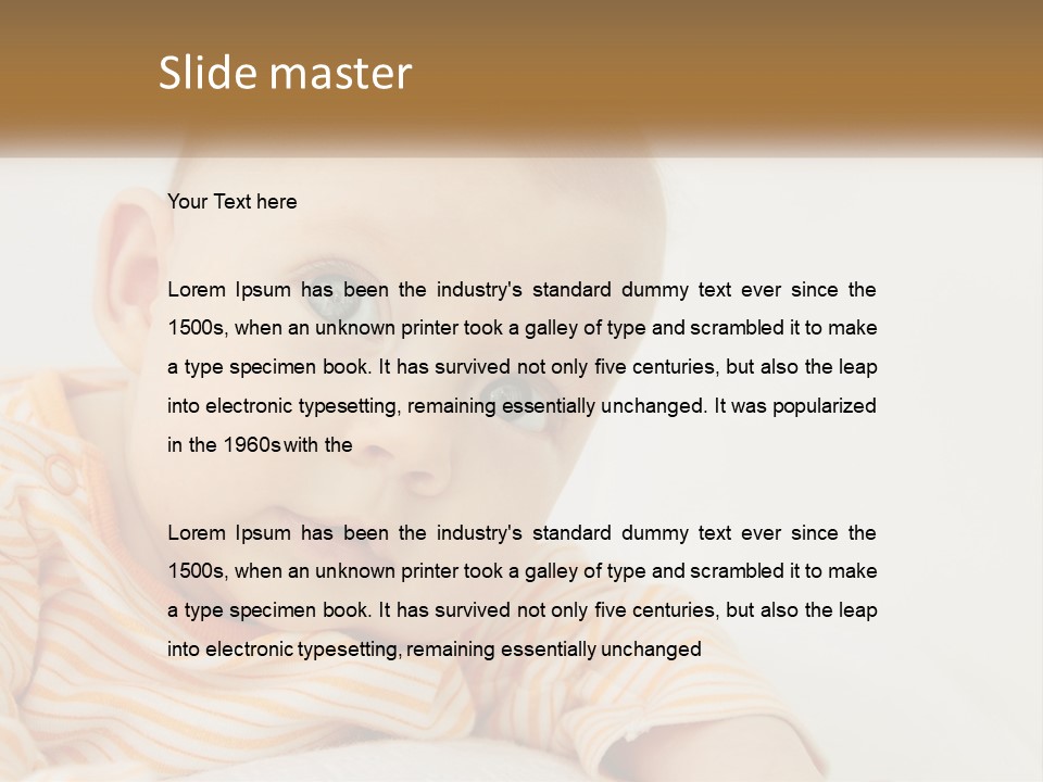 A Baby With Blue Eyes Is Looking At The Camera PowerPoint Template