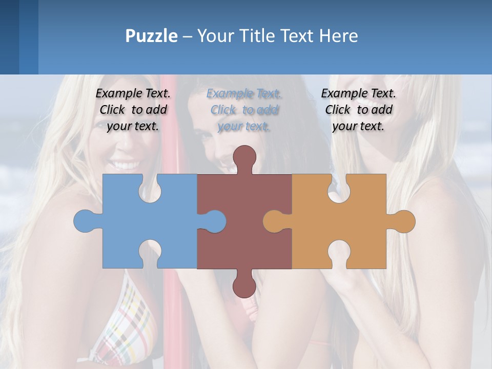 Three Beautiful Women Standing Next To Each Other On The Beach PowerPoint Template