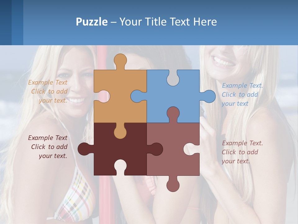 Three Beautiful Women Standing Next To Each Other On The Beach PowerPoint Template
