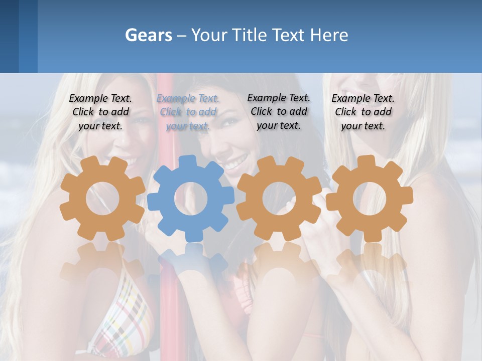 Three Beautiful Women Standing Next To Each Other On The Beach PowerPoint Template