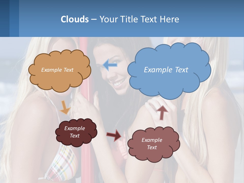 Three Beautiful Women Standing Next To Each Other On The Beach PowerPoint Template