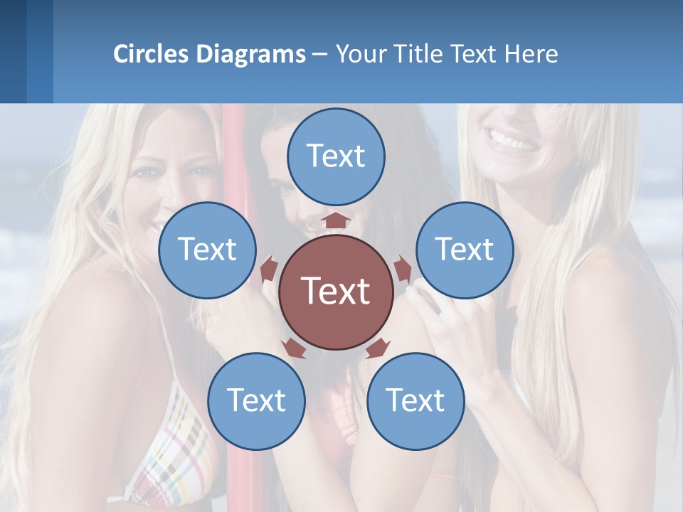 Three Beautiful Women Standing Next To Each Other On The Beach PowerPoint Template