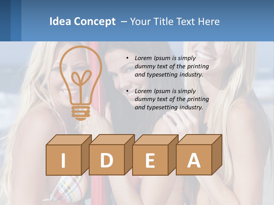 Three Beautiful Women Standing Next To Each Other On The Beach PowerPoint Template