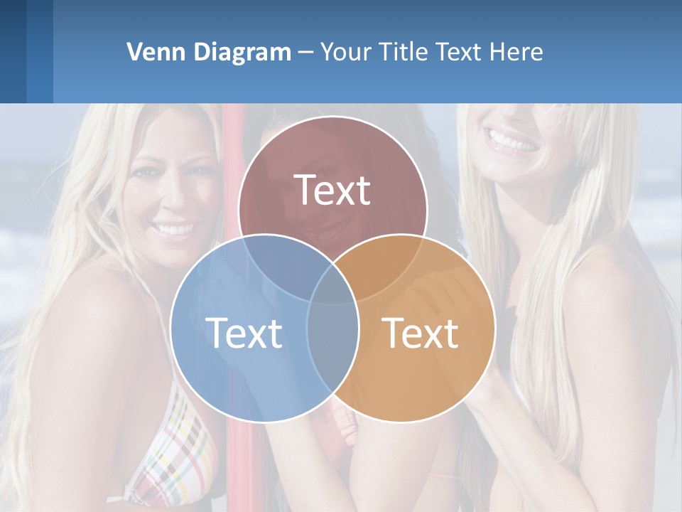 Three Beautiful Women Standing Next To Each Other On The Beach PowerPoint Template