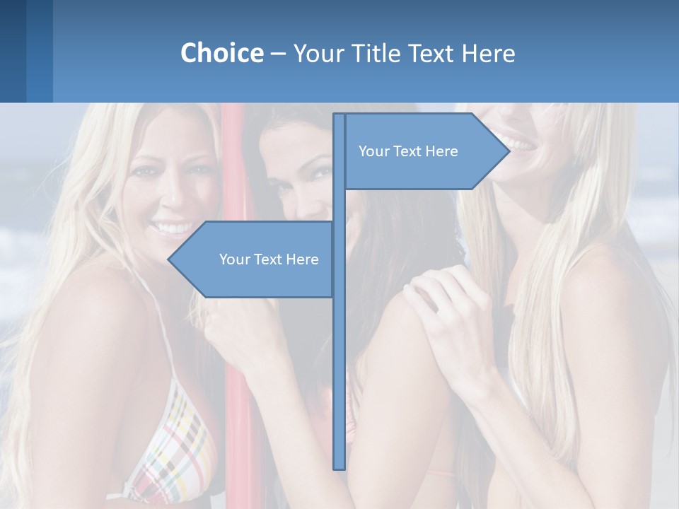 Three Beautiful Women Standing Next To Each Other On The Beach PowerPoint Template