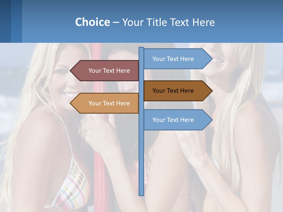 Three Beautiful Women Standing Next To Each Other On The Beach PowerPoint Template