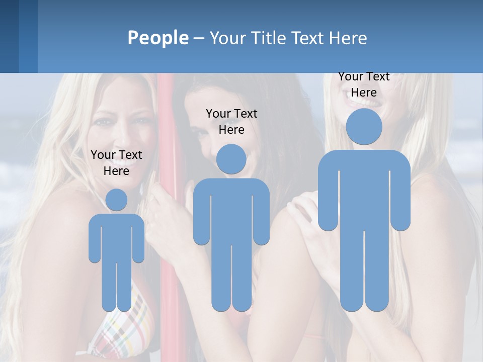 Three Beautiful Women Standing Next To Each Other On The Beach PowerPoint Template