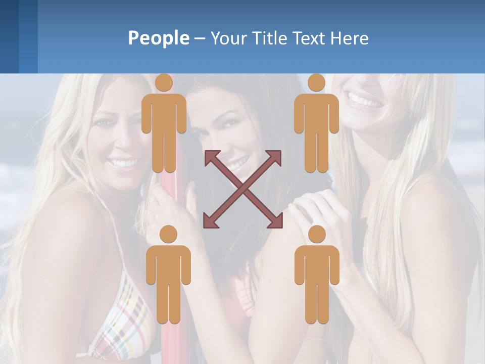 Three Beautiful Women Standing Next To Each Other On The Beach PowerPoint Template