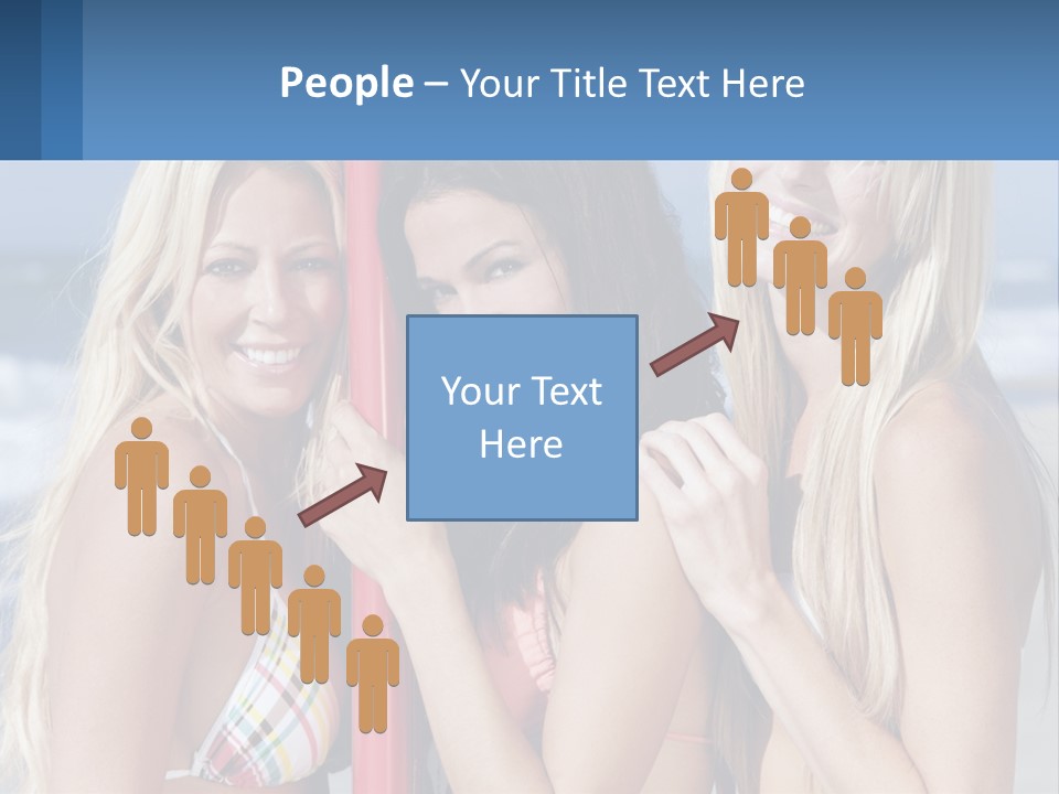 Three Beautiful Women Standing Next To Each Other On The Beach PowerPoint Template
