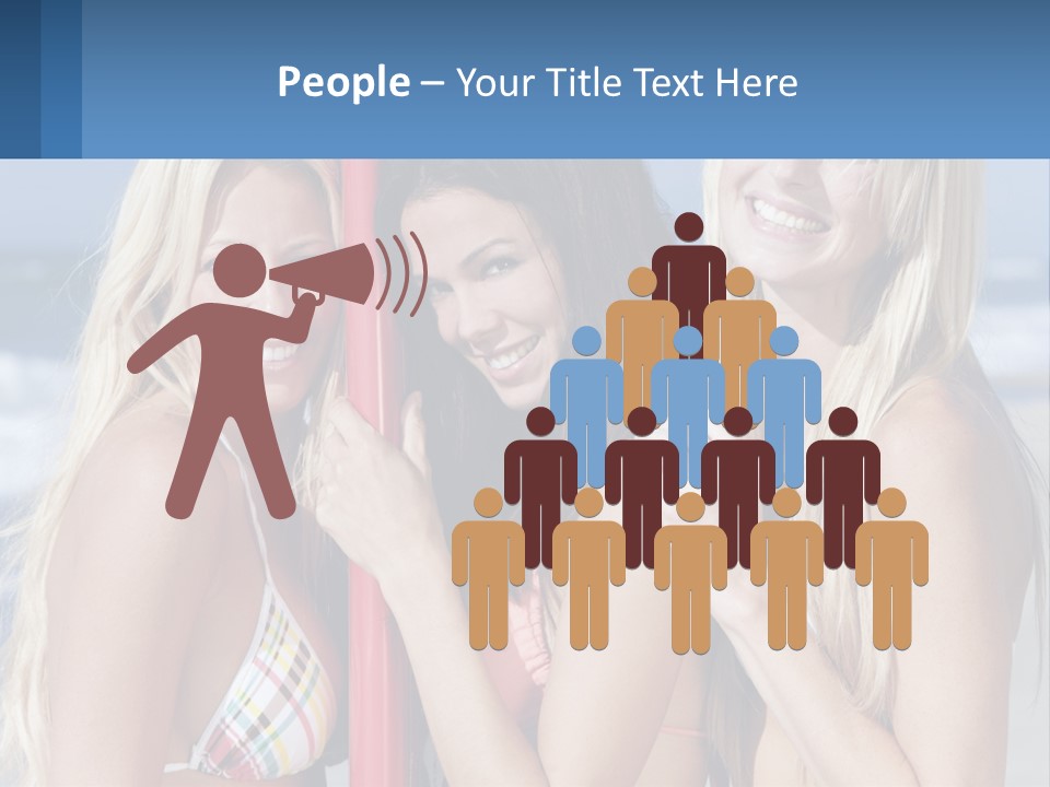 Three Beautiful Women Standing Next To Each Other On The Beach PowerPoint Template