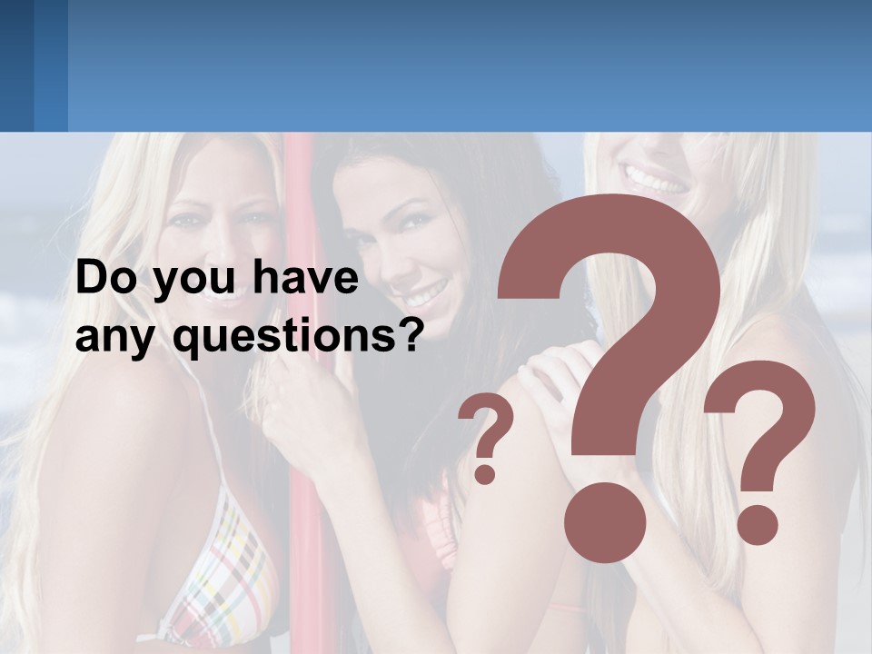 Three Beautiful Women Standing Next To Each Other On The Beach PowerPoint Template