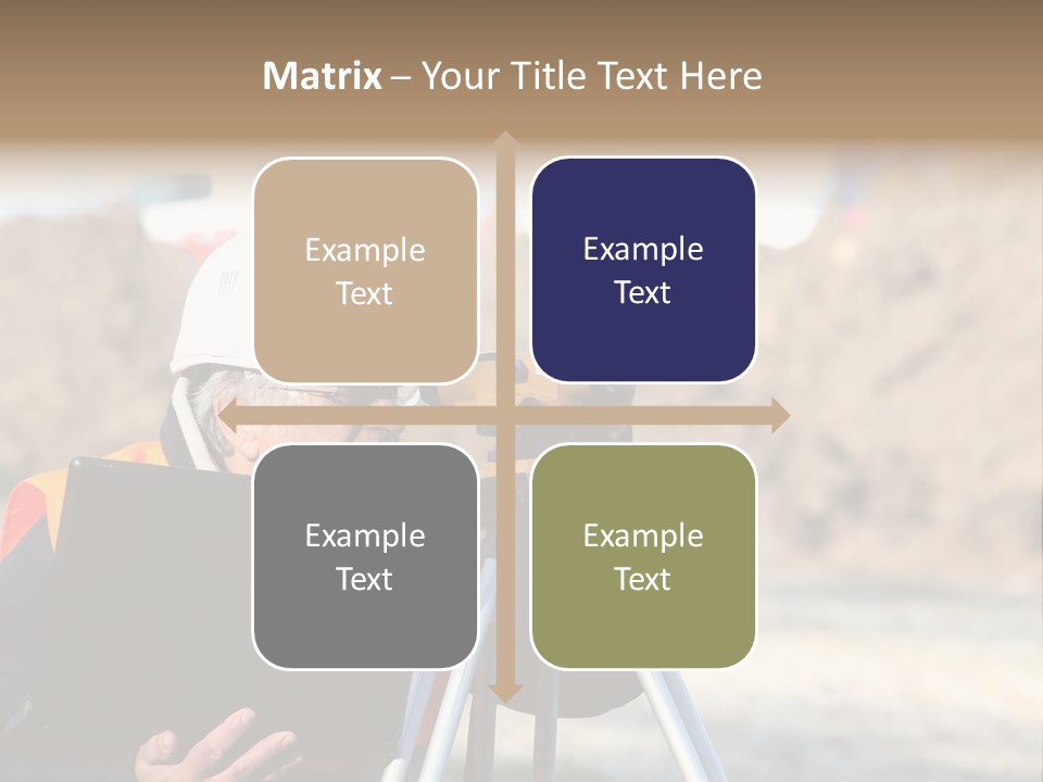 A Man In A Hard Hat Is Looking At Something On A Tripod PowerPoint Template