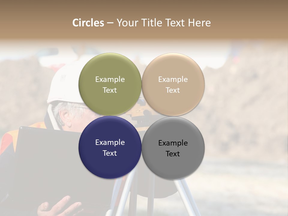 A Man In A Hard Hat Is Looking At Something On A Tripod PowerPoint Template