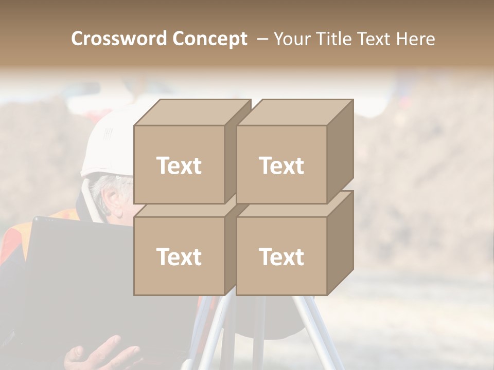 A Man In A Hard Hat Is Looking At Something On A Tripod PowerPoint Template