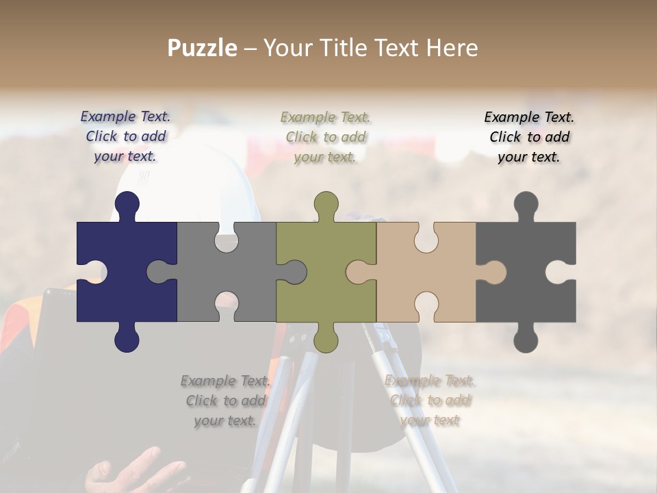 A Man In A Hard Hat Is Looking At Something On A Tripod PowerPoint Template