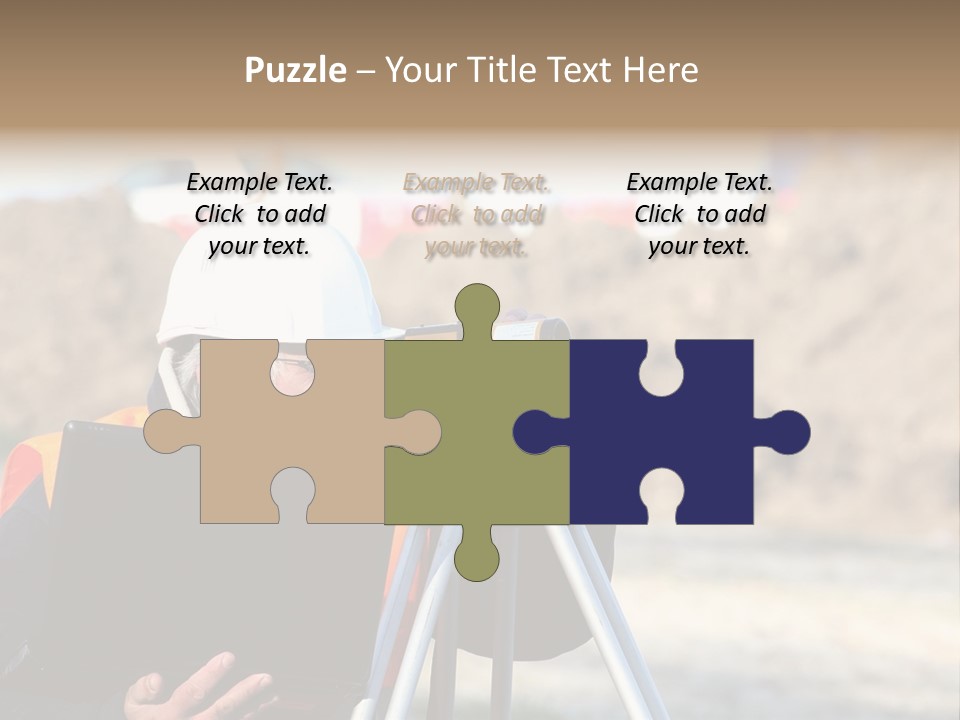 A Man In A Hard Hat Is Looking At Something On A Tripod PowerPoint Template