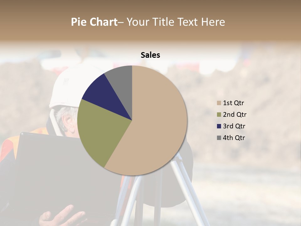 A Man In A Hard Hat Is Looking At Something On A Tripod PowerPoint Template