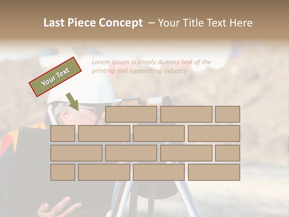 A Man In A Hard Hat Is Looking At Something On A Tripod PowerPoint Template
