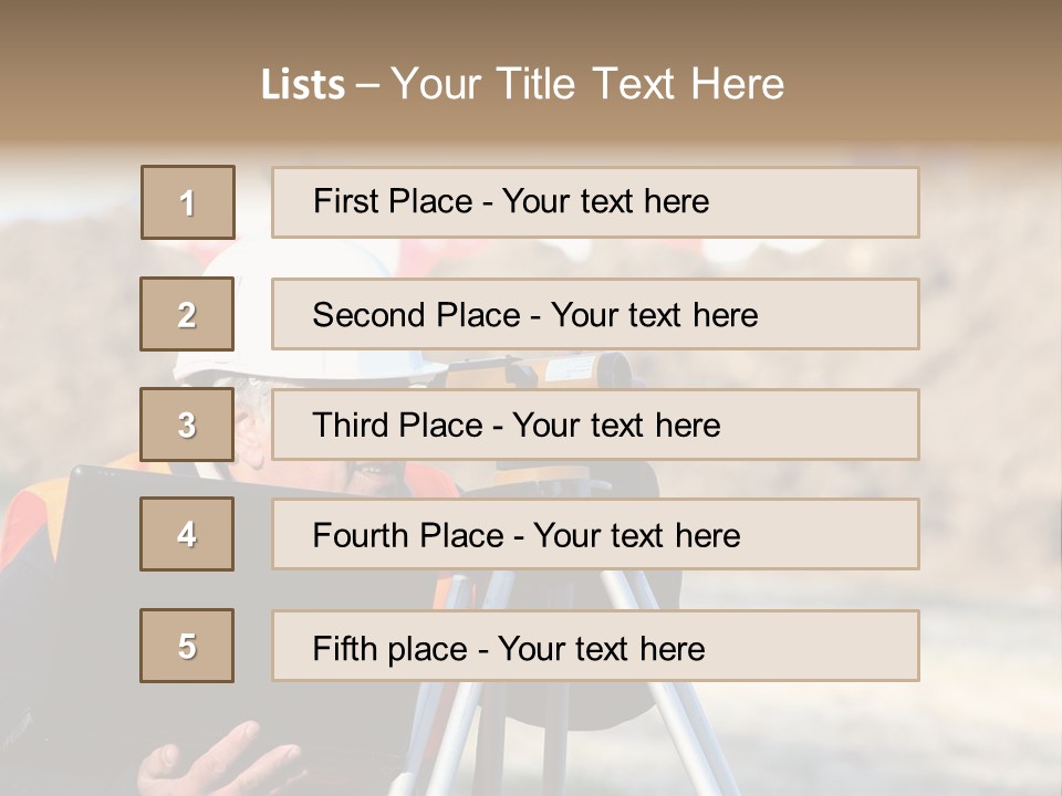 A Man In A Hard Hat Is Looking At Something On A Tripod PowerPoint Template