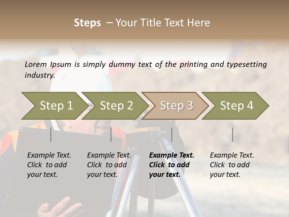 A Man In A Hard Hat Is Looking At Something On A Tripod PowerPoint Template