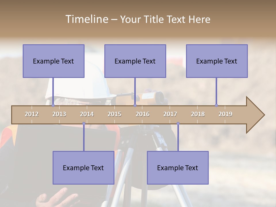A Man In A Hard Hat Is Looking At Something On A Tripod PowerPoint Template