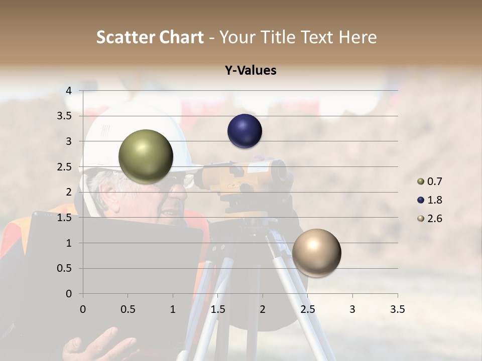 A Man In A Hard Hat Is Looking At Something On A Tripod PowerPoint Template